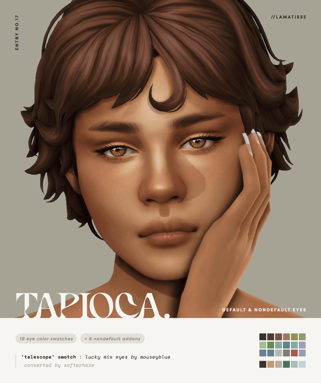 Скриншот мода Цвет глаз и линзы Tapioca default & nondefault eyes